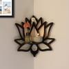 1pc Floating Wooden Lotus Shape Display Shelf, Wall Corner Crystal Stone Storage Rack,Household Storage Organization