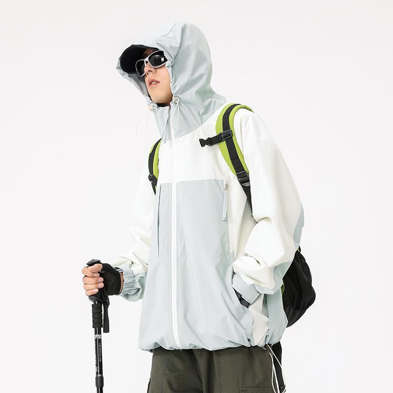Autumn Jacket Waterproof Jacket Men's Spring and Autumn Loose Color Matching Hooded Jacket