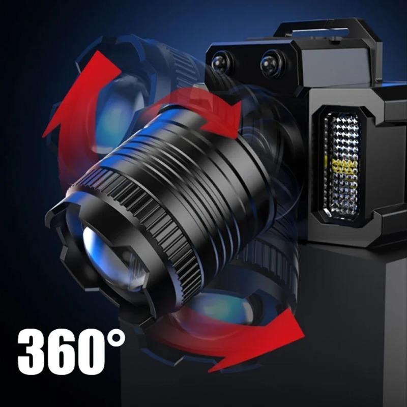 10H мощный сенсорный светодиодный налобный фонарь со встроенным аккумулятором 5600 мАч, мощный перезаряжаемый налобный фонарь, фонарик для рыбалки