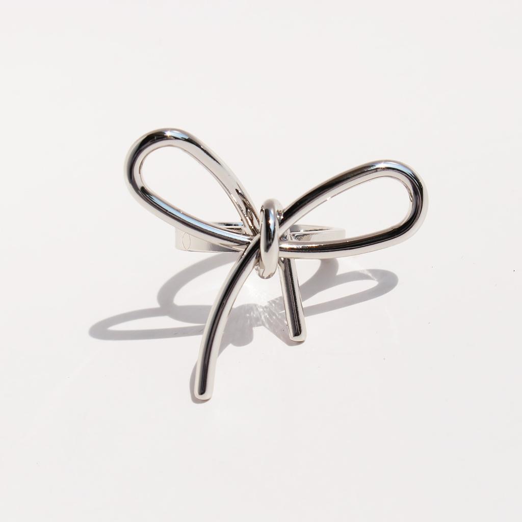 New Metal Wind Bow Ring Sweet Cool Delicate Line Knotted Index Finger Ring Women'S Jewelry 757