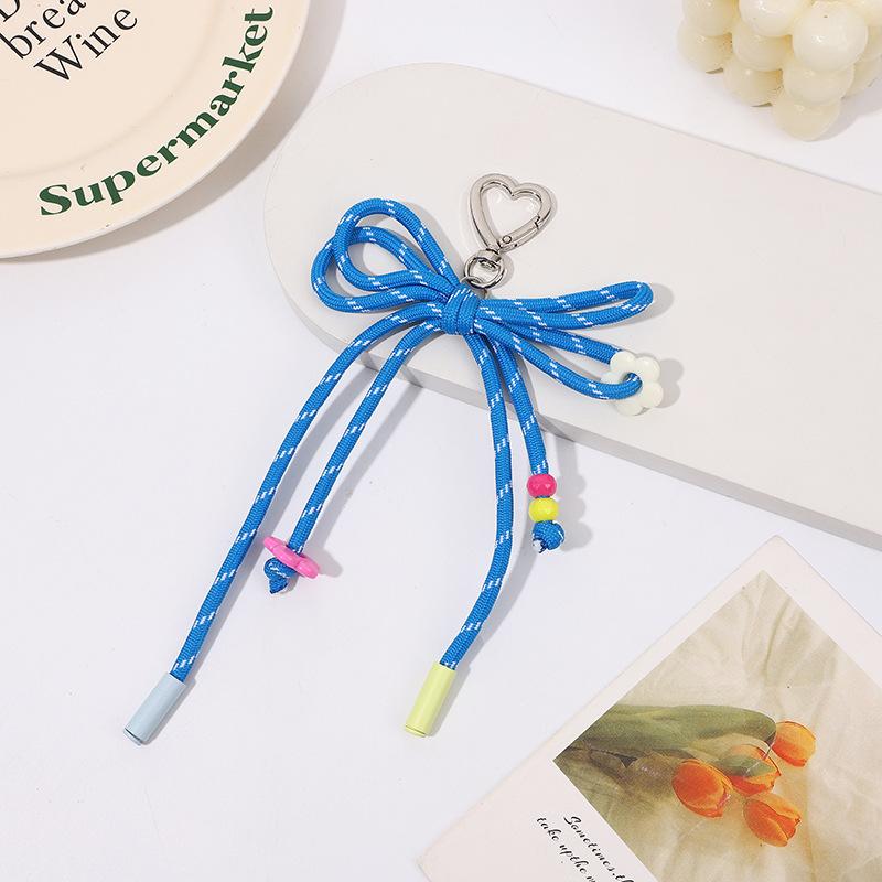 Candy-Colored Yarn Bow - Handmade DIY Craft with Charms, Durable Polyester Cord for Women's Bags, Keys, Bag Charm