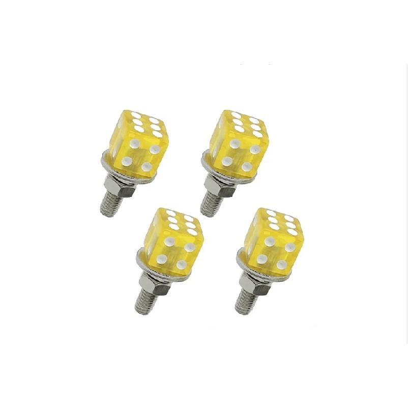 4Pcs Dice Shaped License Plate Screws, Universal Auto Plate Frame Fasteners, Decorative Bolts for Car Exterior Accessories
