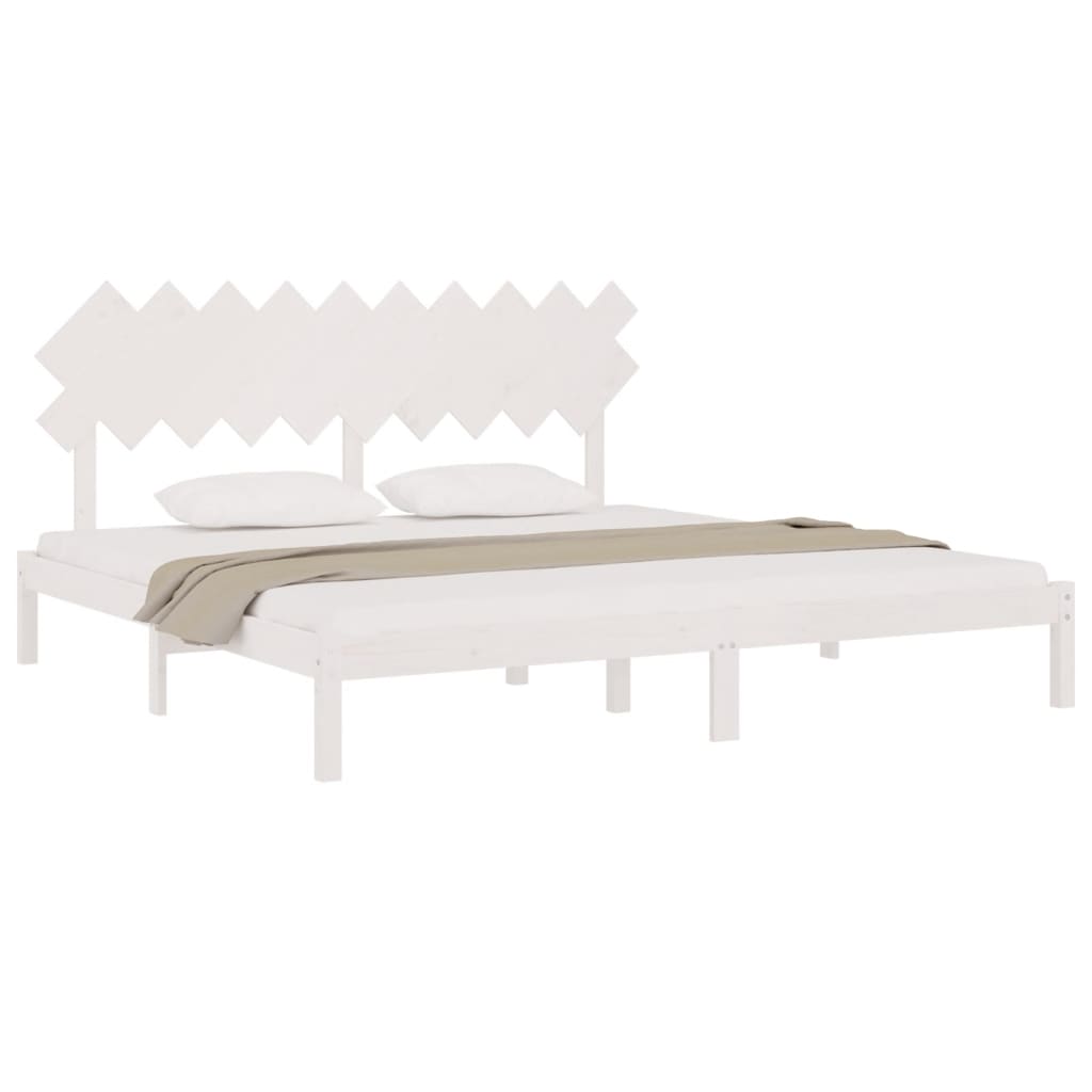Solid Wood Bed White 200x200 cm