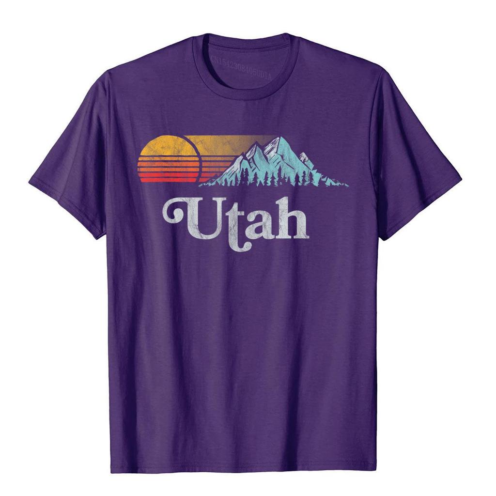 Utah Vintage Mountain Sunset Eighties Retro Graphic TShirt Special Cartoon T Shirt Cotton T Shirt For Unisex Japan Style