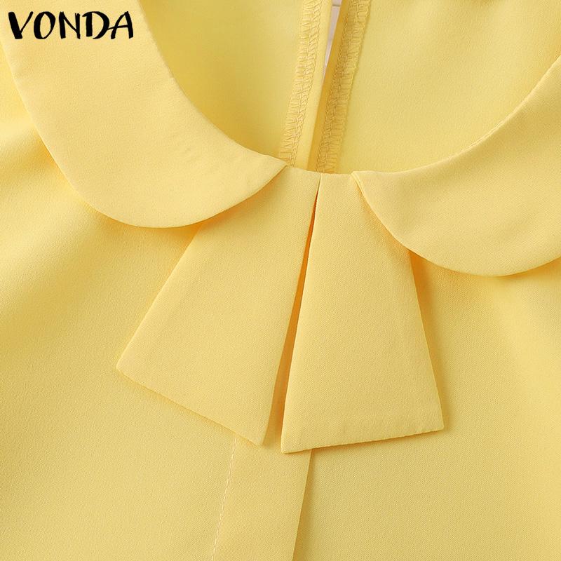 VONDA Женская повседневная свободная блузка с круглым вырезом и коротким рукавом