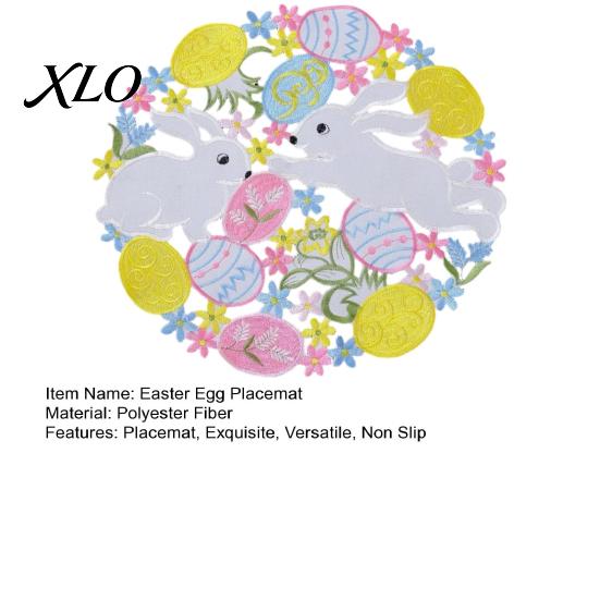 Non Slip Countertop Protectors Easter Rabbit Egg Placemat, Polyester Fiber Decorative Table Mat, Party Setting Hollow Tableware Mat for Home