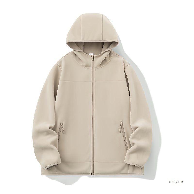 Mens Hooded Fleece Pullover Jacket Loose Fit Warm Winter Casual Outerwear With Zipper Pockets
