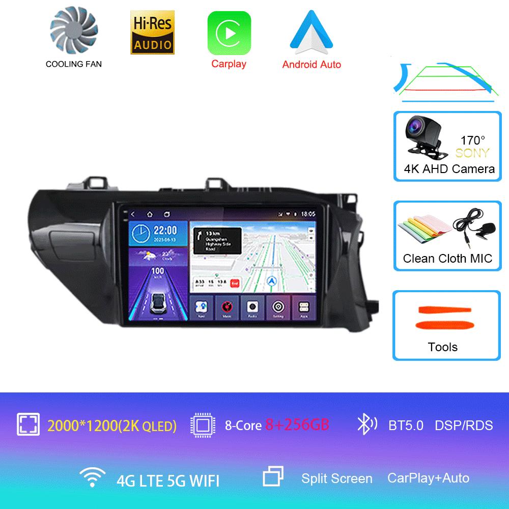 Для Toyota Hilux 2016-2020 Автомагнитола Android 14 Carplay Auto 2K Экран WIFI+4G Мультимедийный плеер 2din Автомагнитола Стерео Головное устройство