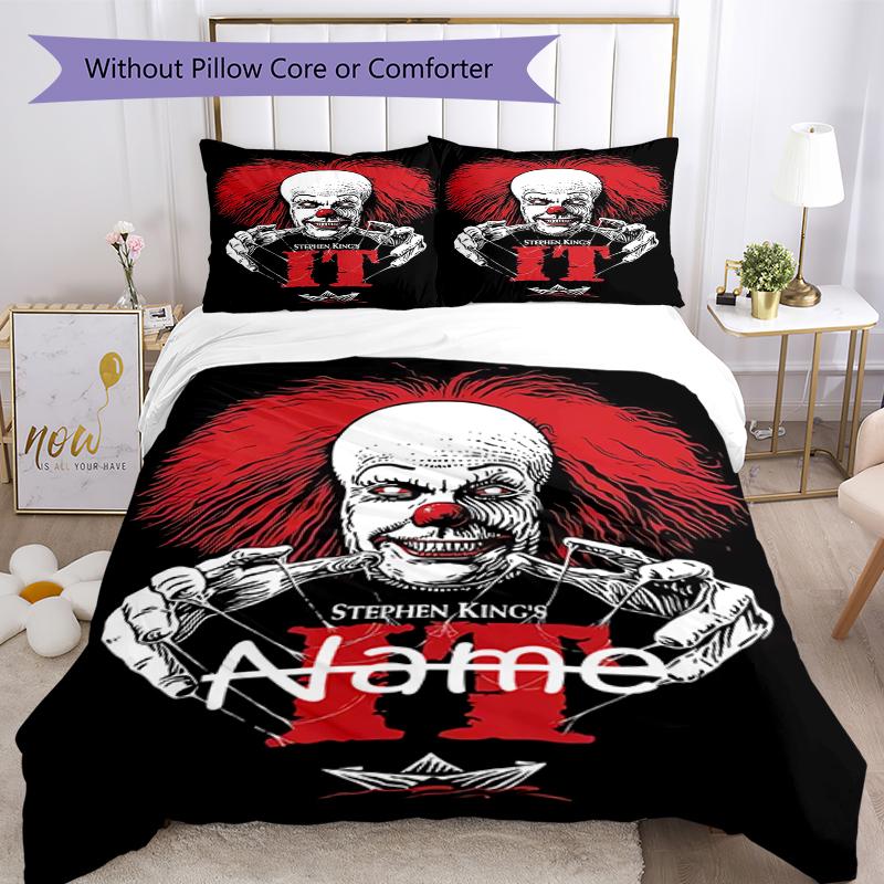 3pcs Custom Name Halloween horror Bedding Set Duvet Cover Closure Includes 1 Duvet Cover & 2 Pillowcases, Soft and Comfortable for All Seasons.