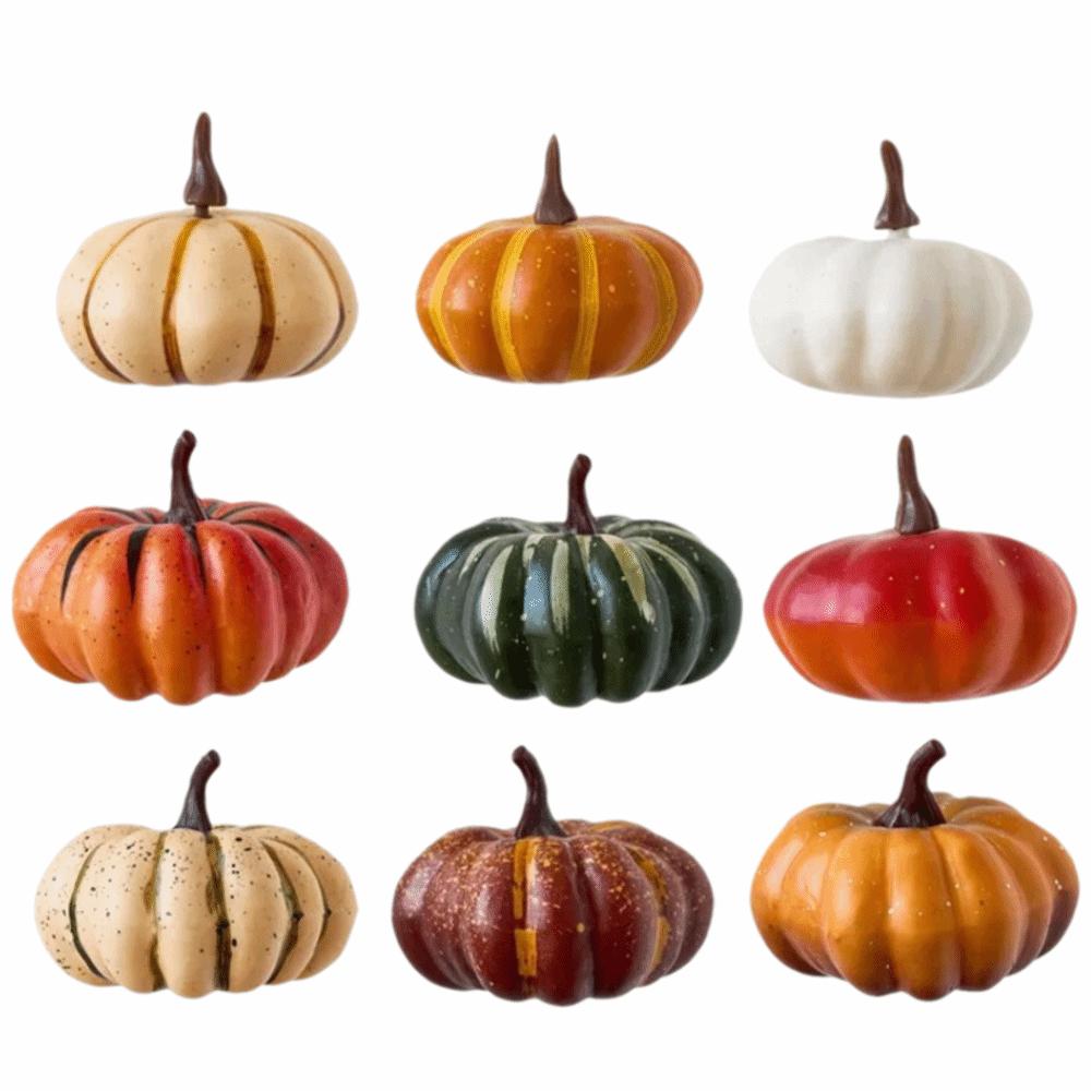 6PCS Autumn Harvest Halloween Artificial Pumpkin 1/9PCS Fake Pumpkin Garden Decoration