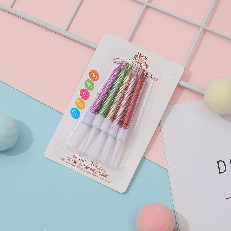 10 шт./кор. парафиновые спиральные свечи для вечеринки по случаю дня рождения, креативные блестящие украшения для торта, красочные свечи, романтика, мультяшные аксессуары «сделай сам»