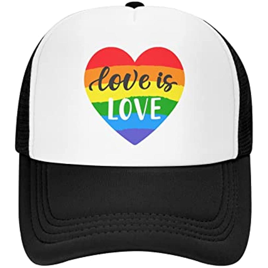 Love Is Love Rainbow Lbgt Шляпа дальнобойщика с сетчатой спинкой, регулируемая забавная бейсбольная кепка в подарок для женщин унисекс, один размер