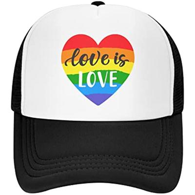 Love Is Love Rainbow Lbgt Шляпа дальнобойщика с сетчатой спинкой, регулируемая забавная бейсбольная кепка в подарок для женщин унисекс, один размер