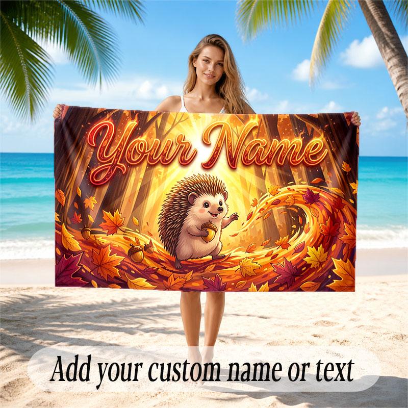 Mountain Landscape Theme Soft Beach Towel Personalized Custom Name Text Towel Portable for Beach Pool Travel