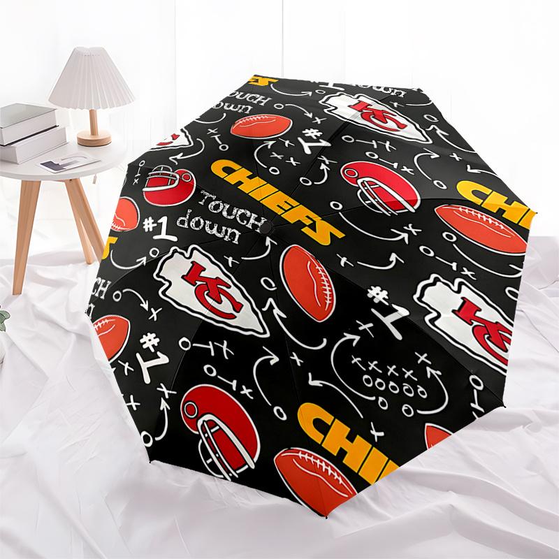 Kansas City Chiefs Touchdown Celebration Automatic Opening/Closing Umbrella with Foldable Design and 8 Bone Iron Frame for Outdoor Use, Perf