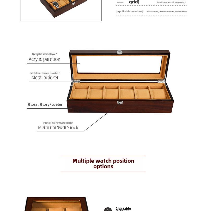 Деревянная коробка для хранения часов - Доступна на 3, 5, 6, 8, 10 и 12 ячеек для демонстрации и презентации