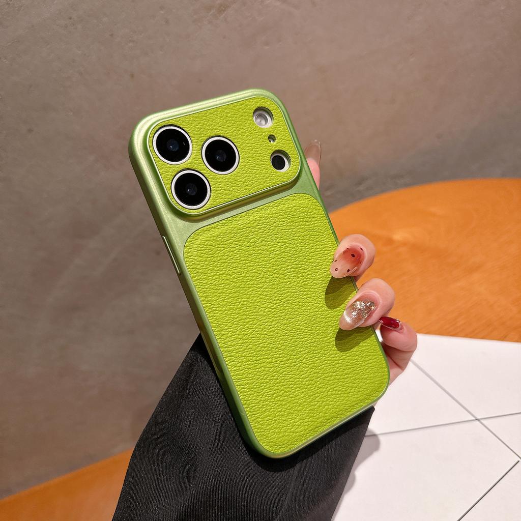 Оригинальный чехол из натуральной кожи однотонный для iPhone 17 Air 16 15 14 13 Pro Max Матовый Ударопрочный Гибридный PC Большое окно для камеры