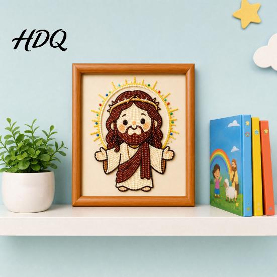 Beginner Faux Pearl Art Set Jesus Painting Kit DIY Handmade Rhinestone Faith-themed