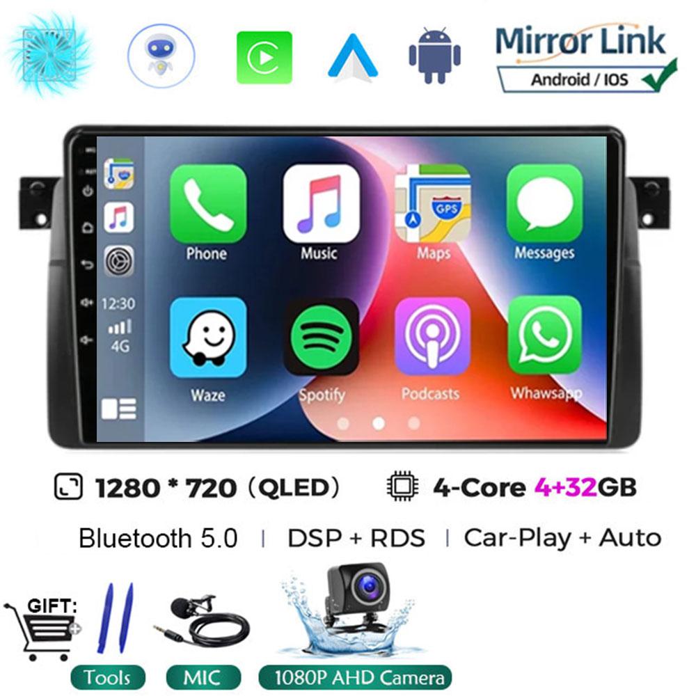 Android 14 Carplay WIFI+4G для BMW E46 M3 1998-2006 Автомобильный Радио Мультимедиа Видео Плеер Стерео GPS DPS Головное Устройство 360 Камера BT