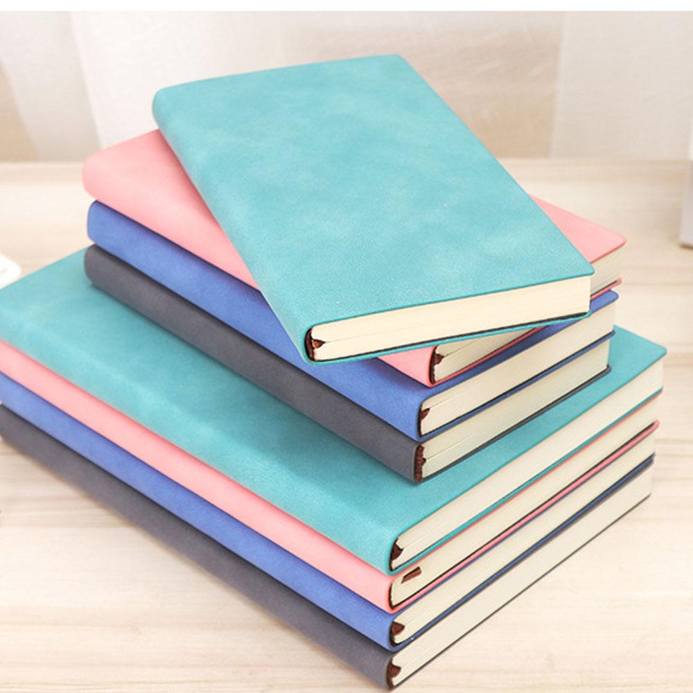 A5/A6 Soft Leather Diary Notebook Horizontal/Blank/Checkered Notebook Classroom Pocket 200pages Notebook