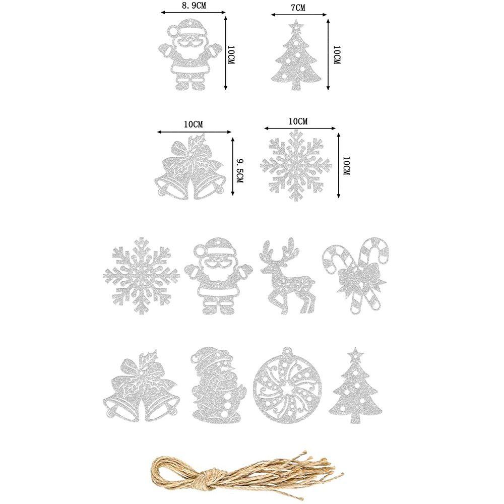 24pcs Creative Christmas Decoration Tags Silver Hanging Ornament Christmas Tree Pendant New Year