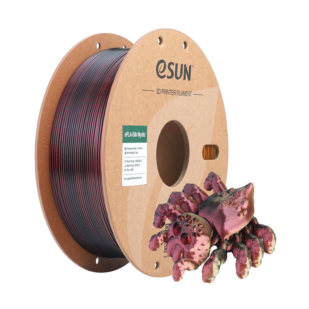 Filament для 3D-принтера ESUN PLA-Silk Mystic, 3 цвета, переплетенный градиент, 1,75 мм, пластиковый стержень, 1 кг, для FDM-печати, шелковистая блестящая текстура