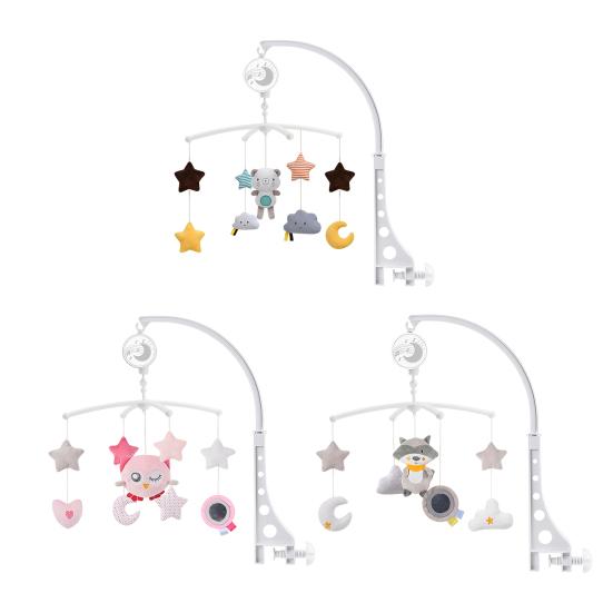 Мобиль для детской кроватки с музыкой и вращающимися игрушками, мягкий плюшевый подвесной