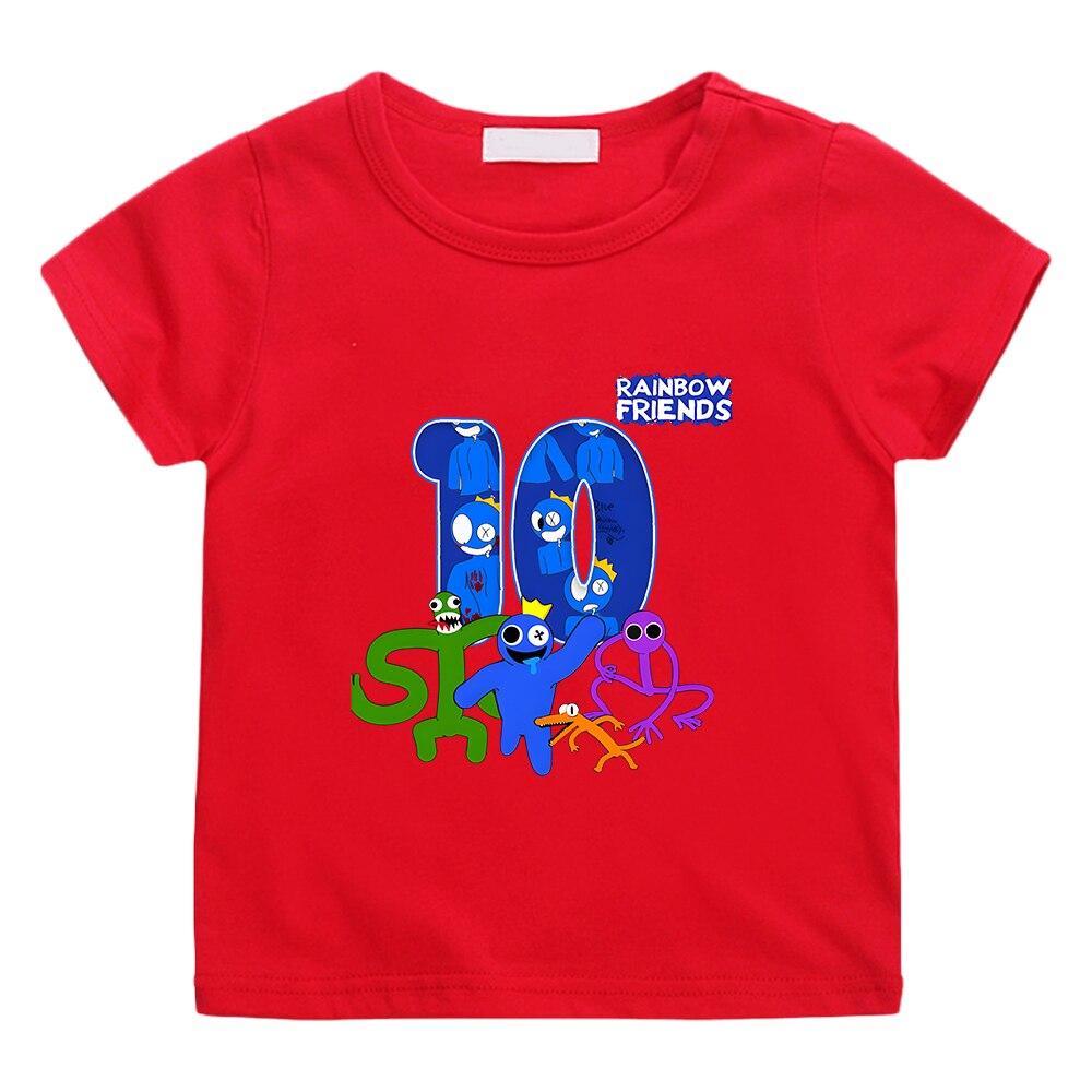 Футболка Rainbow Friends Happy Birthday 10 Ten, 100% хлопок, футболка с мультяшным рисунком, детская футболка с короткими рукавами для мальчиков и девочек, мягкая