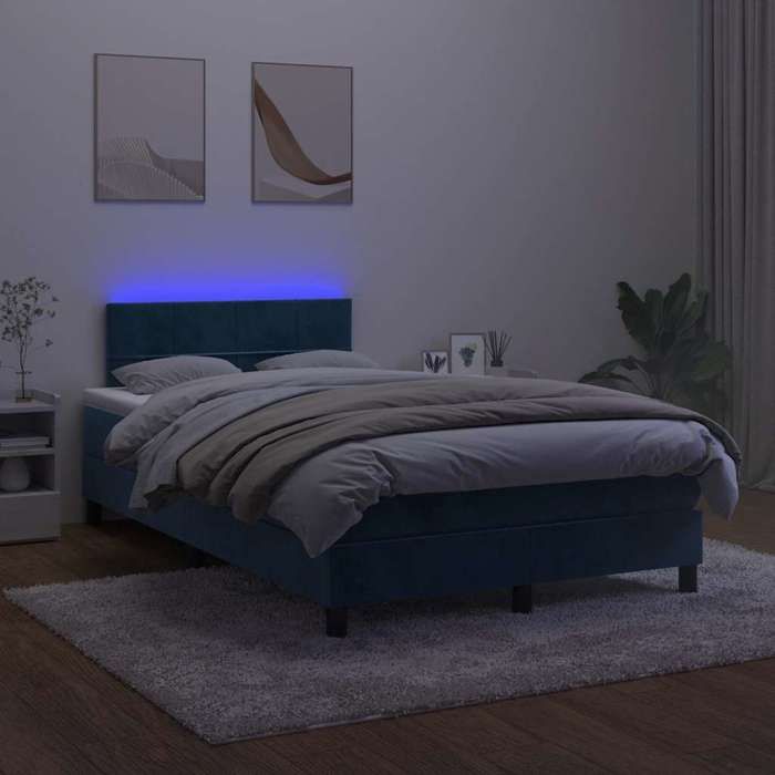 Maison Exclusive - Sommier à lattes de lit avec matelas LED bleu foncé 120x190 cm
