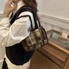 Autumn Woolen Plaid Bag Women's New Trendy Underarm Bag Retro Niche One-shoulder Portable Small Square Bag
