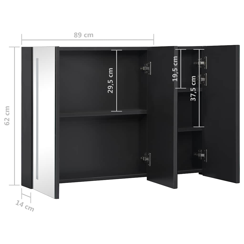 LED Bathroom Mirror Cabinet 89 x 14 x 62 cm