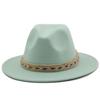 Women Men Woolen Fedora Hat With Leather Ribbon Gentleman Elegant Lady Winter Autumn Wide Brim Jazz Church Panama Sombrero Cap