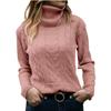 Womens' Turtleneck Long Sleeve Cable Knit Sweaters  Autumn Winter Women High Neck Knit Loose Tops Pullover Knitwear Sweater