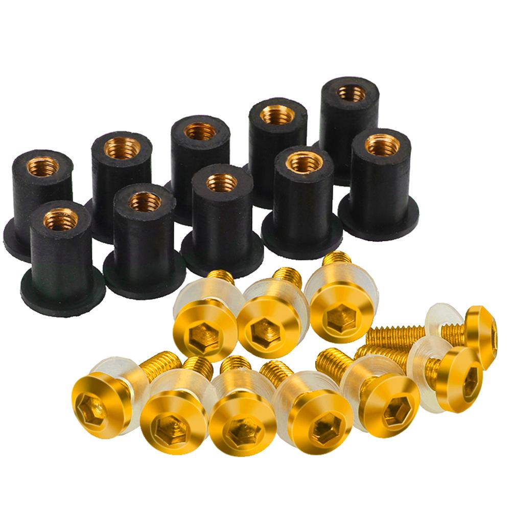 5mm 10PCS Motorcycle Windshield Bolts Screw Nut Fastener Kit For Kawasaki Ninja GPZ900R Z900 ZX-10RR ZX-12R ZX12RR ZZ-R1200