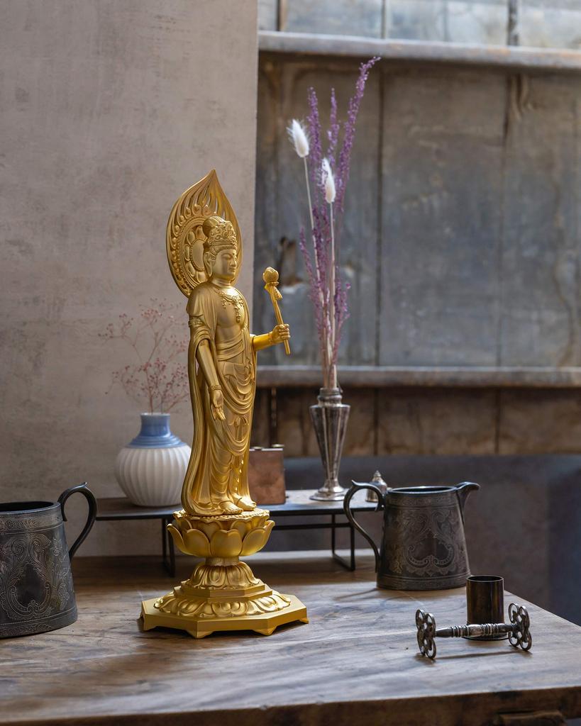 Статуя Будды Каннон Бодхисаттва 36 см буддийский Хидеун Макита оригинальная модель Сингон Риндзай Такаока медная посуда St. (позолоченный/24К золото) скульптор _