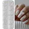 12Grids 3D Mixed White Pearls Nail Charms 0.15-0.5mm Round/Semicircle Pearl Beads Nail Art Rhinestones DIY Manicure Accessories