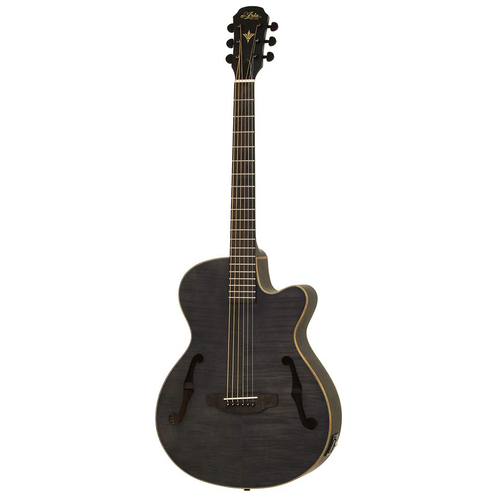 ARIA Stain Black Electric Acoustic Guitar Aria FET-F2 F-Hole