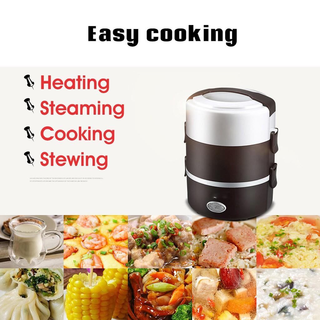 Мини портативная электрическая рисоварка-пароварка для ланча с 3 слоями, подогрев пищи, автоматический контейнер для еды, подогреватель, кастрюля 270 Вт 2 л