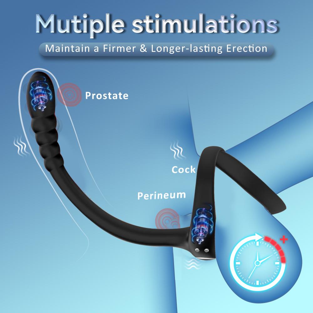 Penis Ring Vibrator Vibrating Cock Ring Remote Control Anal Butt Plug Prostate Massager Male Masturbator Anal Sex Toy for Man