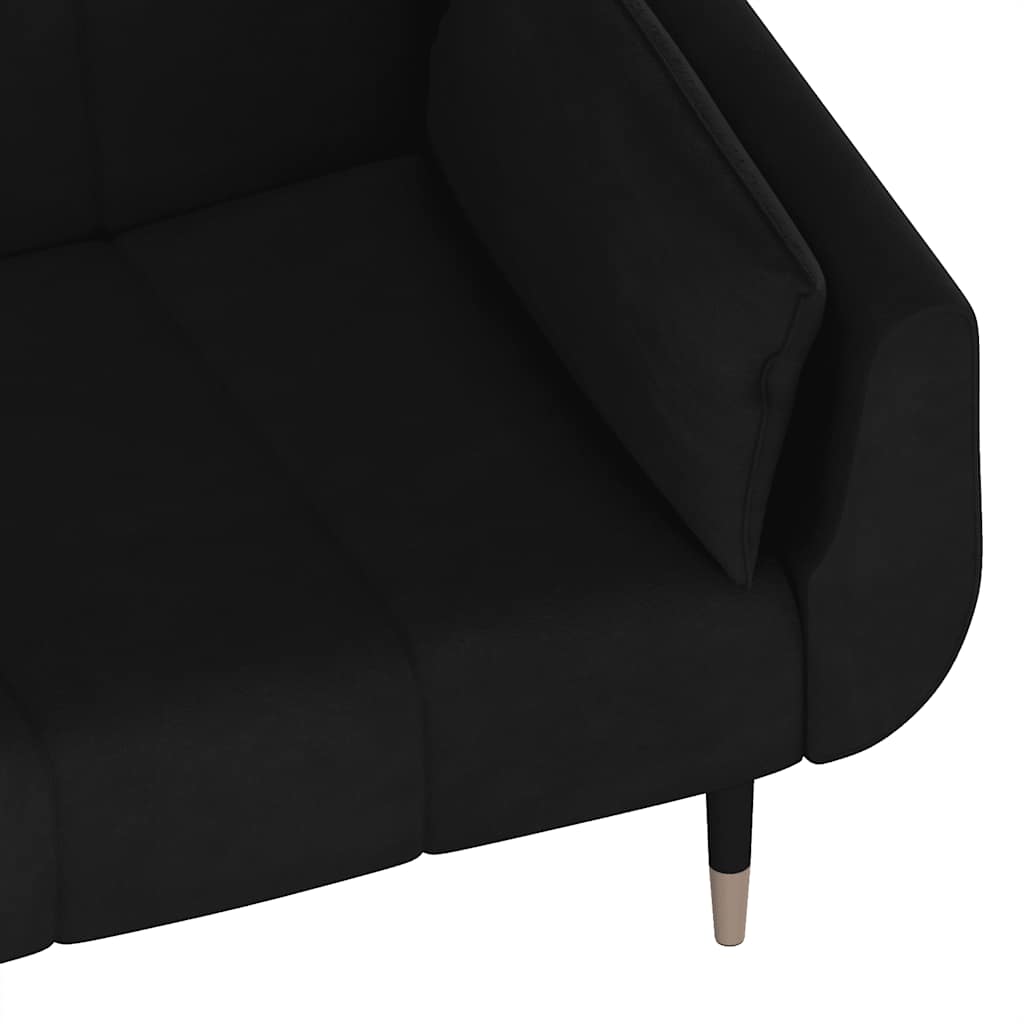2 Seater Sofa Bed with 2 Pillows Black Velvet