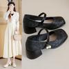 Женские туфли Мэри Джейн 2025 новая весенняя платформа французский толстый каблук ретро белые жемчужные одинарные туфли на высоком каблуке