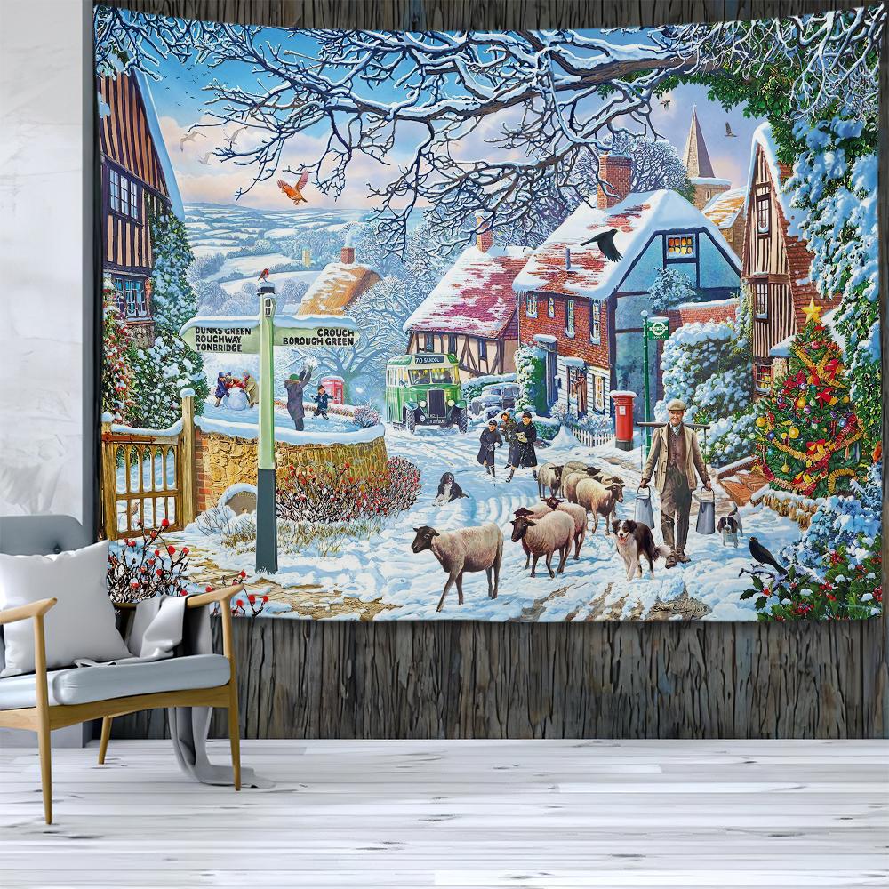 Рождественские гобелены, гобелены, богемные хиппи, украшение комнаты в общежитии, большие тканевые стены, шторы, простыни, пляжные полотенца