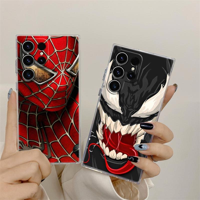Прозрачный чехол Marvel для Samsung Galaxy S26 S25 Ultra S24 S22 S26 Plus S20 S23 S21 FE 5G Прозрачная накладка Человек-паук Веном Дэдпул