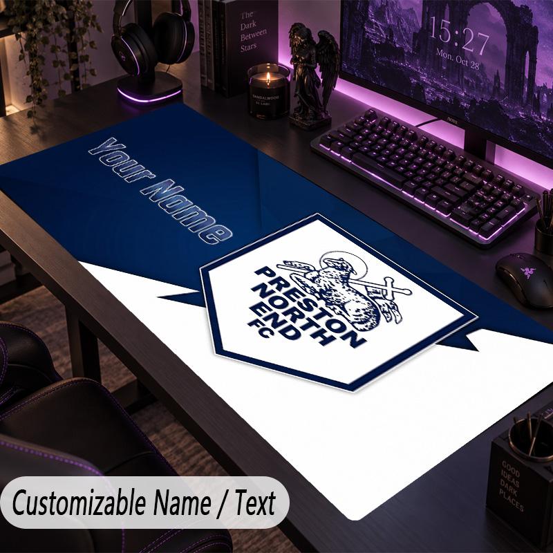 Large Mouse PadPreston North End Custom Name Text Personalized Desk Mat Non Slip Gaming Pad