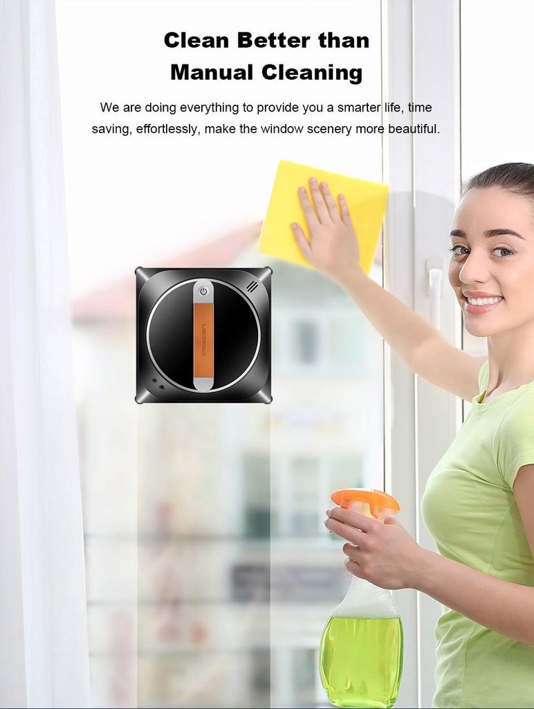 Восстановленный робот для мытья окон Liectroux YW910, двойное распыление воды, вакуумное всасывание 3000 Па, лазерный датчик, управление через приложение и пульт, функция памяти