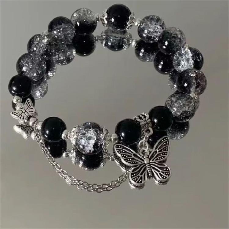 Изысканный браслет-аксессуар из сплава, distinctive браслет с бусинами, подвеска с украшениями в виде бабочек для законодателей мод