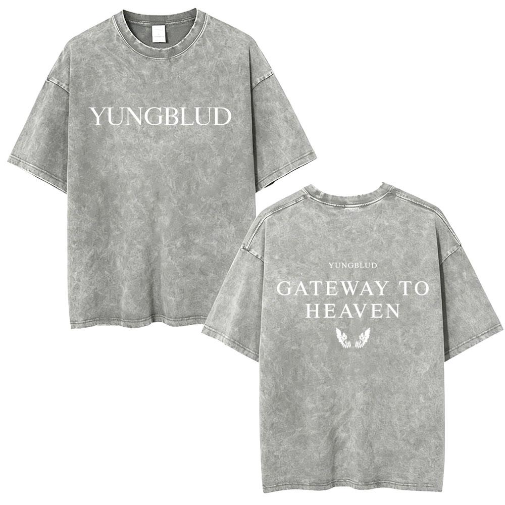 Стирка Винтаж Singer Yungblud Gateway To Heaven Мерч Футболка Мужская Мода Хип-Хоп Футболки Мужские Рок Ретро Оверсайз Футболки