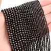 Черные Натуральные Камни 2мм Гранированные Круглые Свободные Бусины DIY Изготовление Ювелирных Изделий Черные Бусины Ожерелье