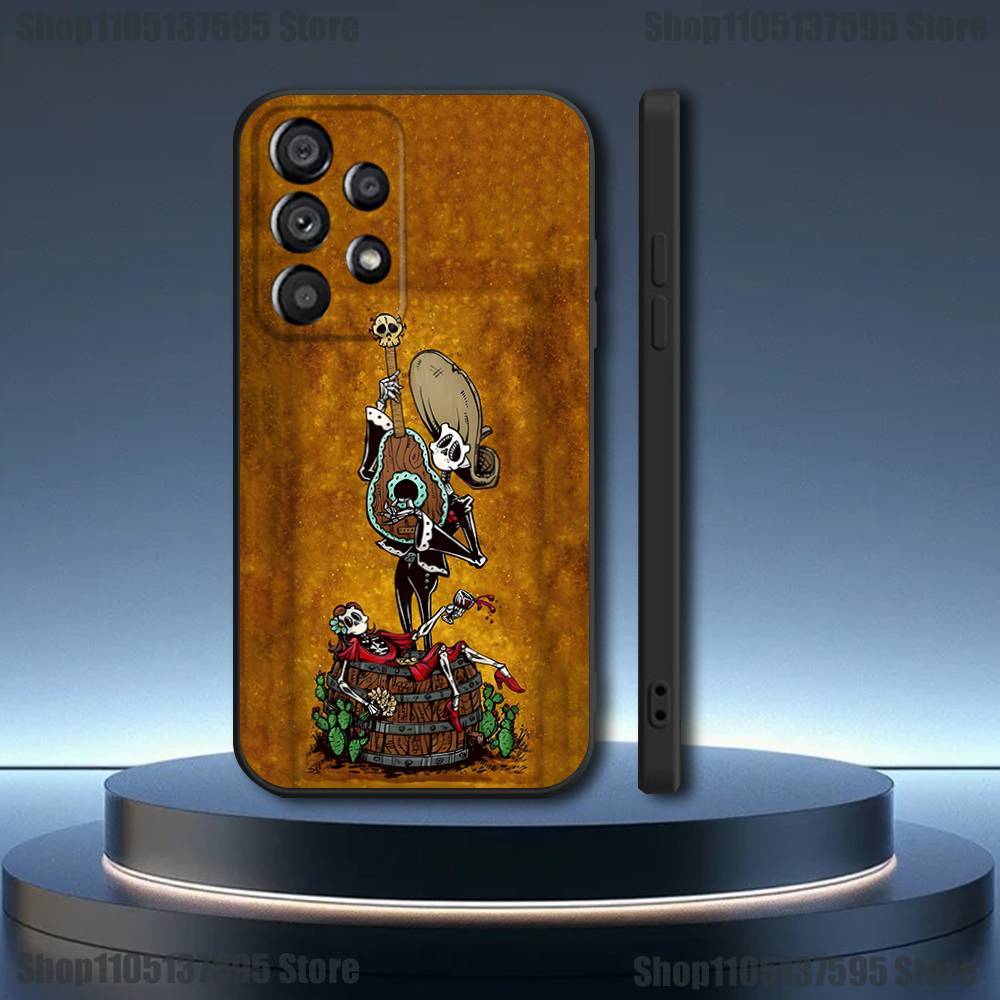 Day of the Dead Mexican Catrina Skull Phone Case  For Samsung Galaxy A73,31,32,72,41,53,52,71,22,5G,Note,J7,8,9 Soft Black Cover