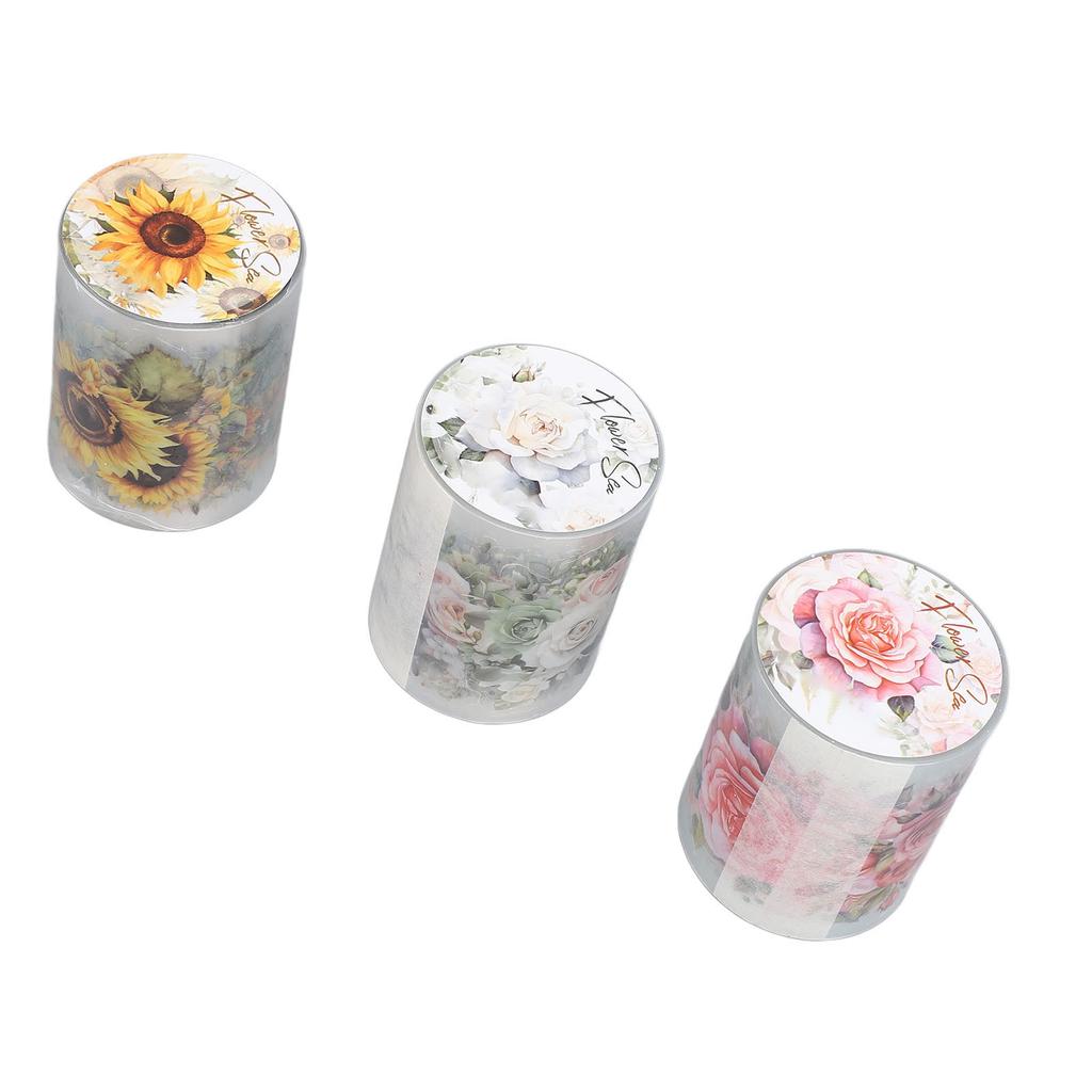 3 рулона ПЭТ-ленты васи, водостойкие, цветные, самодельные, для дизайна ногтей, принадлежности для скрапбукинга, цветы, растения, декоративные